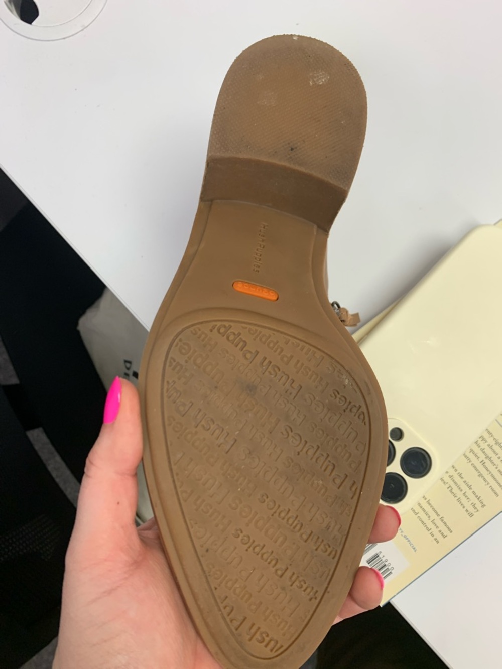 Hush Puppies Tan Leather Ankle Booties with Darkened Toe - Picture 2 of 4